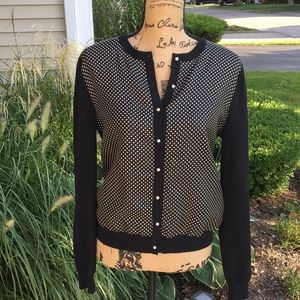 Ralph Lauren black polka dot cardigan sweater med
